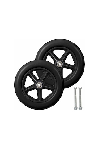 Mufunye 8 İnç Ön Teker, 2 Adet Tekerlekli Sandalye Yedek Tekerlek, Kaymaz Katı Lastik, 190mm Gri Siyah, Tekerlekli Sandalyeler İçin Tekerlekler, Tekerlekli Sandalyeler, Yürüteçler Siyah