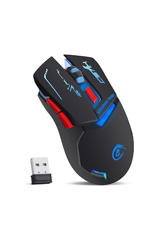 Springsun X30 Kablosuz Mouse 2.4g, 3 Seviye Dpı 1200/1600/2400 , Renkli Solunum Işığı, 1200mah Şarj Edilebilir Pil, Siyah Abs Optik