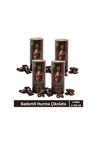 Sütlü Çikolata Kaplı Bademli Hurma 200 Gr X 4 Adet