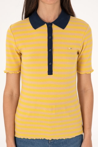 U.S. Polo Assn. Kadın Koyu Sarı Çizgili Polo Yaka Tişört 50306031-VR094