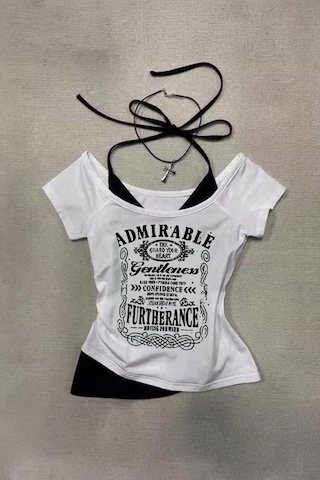 Beyaz Admirable Madonna Yaka Ek Askılı Gotik Y2k Kısa Kollu Full Body Crop-18655 Beyaz