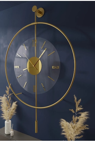 MetaQuartz Aksesuar Büyük Boy 50 x 75 CM Gold Luxry Şefaf Cam Orta Boy Metal Çember Modern Dekoratif Gold