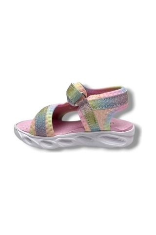 Arzen Bebe 222-26 Simli Işıklı Cırtlı Anatomik Kız Çocuk Sandalet 22-25 Pembe