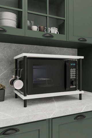 Çok Amaçlı Mikrodalga Dolabı Beyaz Tezgah Üstü Düzenleyici, Raflı Fırın Standı Beyaz