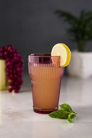 Akrilik Mürdüm Tekli Uzun Bardak & Su Meşrubat Bardağı 400 Ml Cam Değildir -