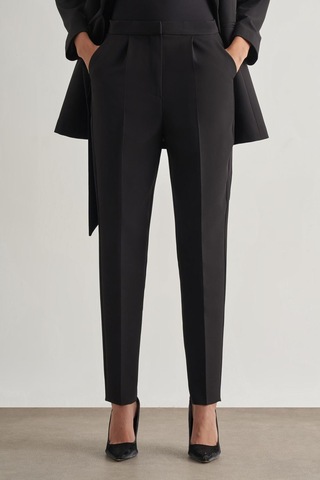 Mizalle Tek Pile Siyah Krep Klasik Pantolon Siyah