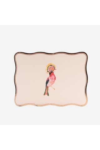 Kuşlu Pembe Mantar Dörtlü Amerikan Servis 32x24,5 Cm