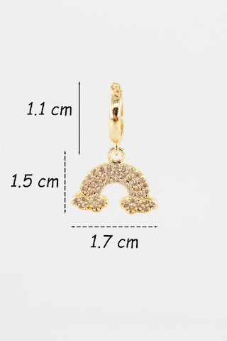 Byzeynaaksesuar Zirkon Taşlı Gökkuşağı Figürlü 1 Adet Küpe Çok Renkli