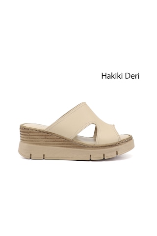 Gönderi(R) Gönderi R Kadın Bej Dolgu Topuklu Hakiki Deri Terlik Dyza72745524