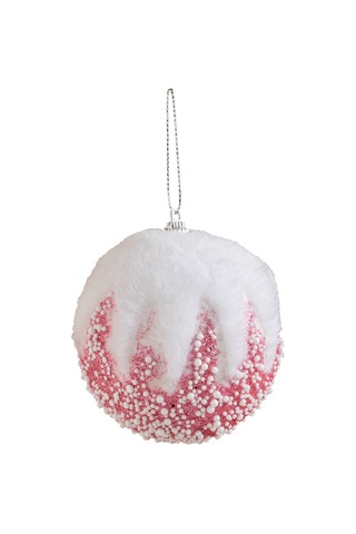 Yılbaşı Süsü 3'lü Tüylü Top Pembe 8 Cm