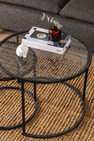 Tokyo Orta Sehpa 60cm Ikili Yuvarlak Füme Camlı Orta Masa Takımı