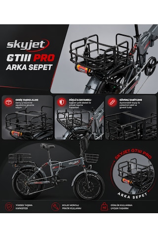 Skyjet Gtııı Pro 1000w Elektrikli Bisiklet Arka Çanta Demiri Ve Lastik Set Siyah