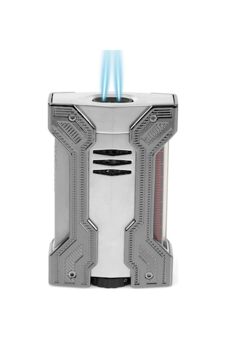 Conquistador Çift Torch Pürmüz Krom Gunmetal Defi Extreme Dizayn Metal Puro Çakmağı Cnq-019