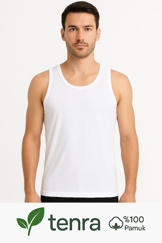 Beyaz Askılı Erkek Atlet %100 Pamuk Beyaz