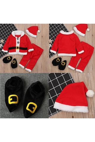 Carrier Suntek Seti Noel Kostüm Kız Erkek Bebek Baba Adet 4 Sb Kırmızı