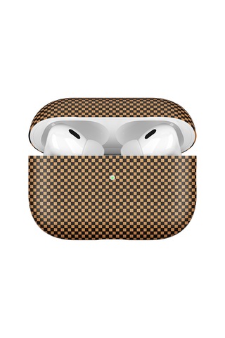 Mobaxaksesuar Apple Uyumlu AirPods Pro 1. / 2. Nesil İle Kılıf 600d Karbon Fiber Yapılı Kulaklık Kılıfı 43 Gold
