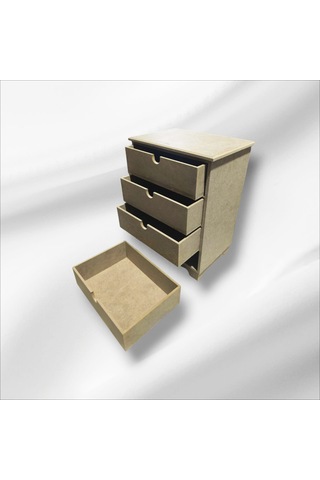 Ahşap Boyanabilir 4 Geniş Çekmeceli Takı-aksesuar Organizer Kutu