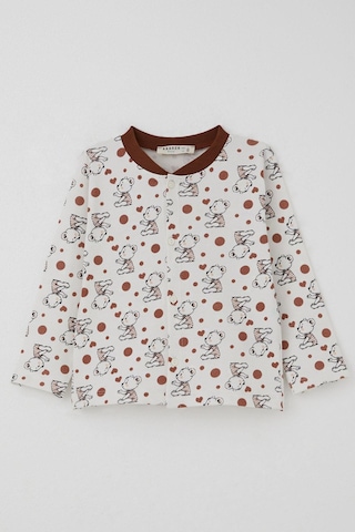 Breeze Erkek Bebek Pijama Takımı Bebek Sevimli Ayıcık Desenli 4 Ay-1 Yaş, Ekru Ekru