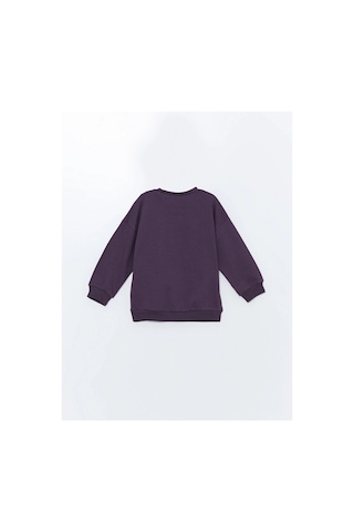 LC Waikiki Lcw Kids Mor Bisiklet Yaka Uzun Kollu Baskılı Erkek Çocuk Sweatshirt Koyu Mor