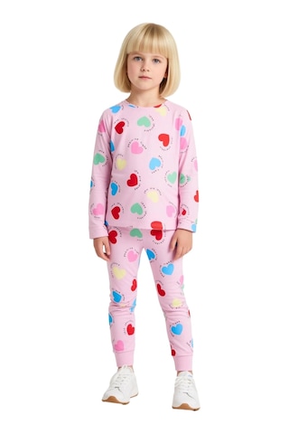 Frm Kız Çocuk Pamuk Polyester Örme Kalp Desenli Pijama Takımı Kalitel Pembe