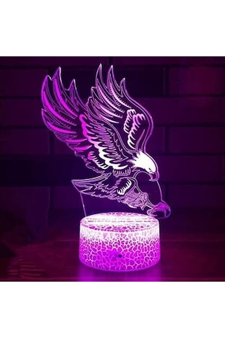 Goldenqian 3d Kartal Gece Lambası Led Lamba Illusion 7 Renk Değiştirme Dokunmatik Anahtarı Masa Masa Dekorasyon Lambaları Doğum Günü Hediyesi Akrilik Taban Usb Kablosu Oyuncak Irvfvq Siyah