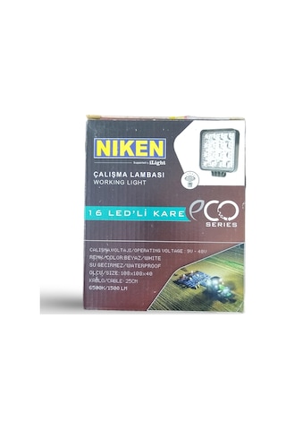 Niken 16 Ledli Kare ECO Seri 27-22W 12V 24V  Çalışma Lambası