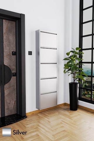 Evdemo 5 Kapaklı Metal Ayakkabılık Silver