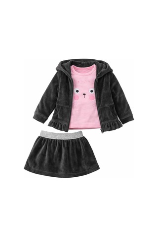 Kız Bebek 3 Parça Etekli Takım Siyah&Pembe