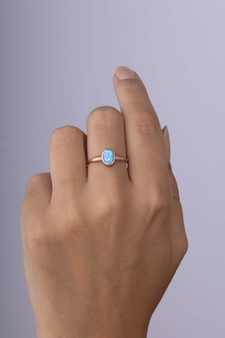 Gümüş Pazarım Yaprak Detaylı Manolya Çiçeği Ayarlamalı 925 Ayar Gümüş Kadın Yüzük Altın - Gümüş