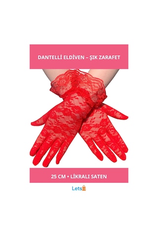 Letsii Kırmızı Dantel İşlemeli Yetişkin Eldiven Rahat Ve Şık Çok Renkli