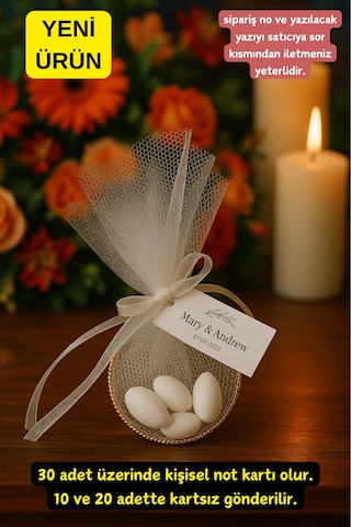 10'lu Kurdeleli Halkalı Şeker - Nikah Şekeri - Nikah Hediyesi - Nişan Hediyesi