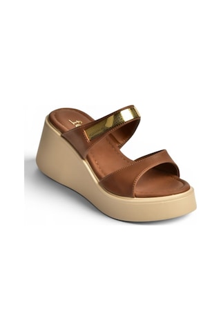 Fox Shoes Y973518509 Taba Kalın Tabanlı Kadın Terlik