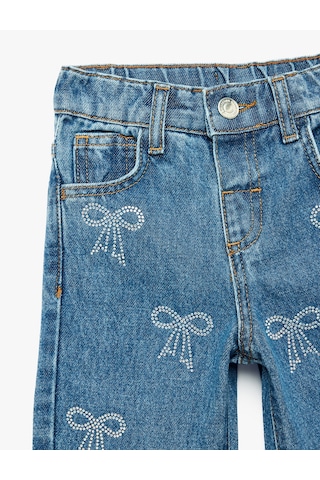 Koton Pamuklu Yüksek Bel Fiyonk Detaylı Denim Pantolon Koyu İndigo 6smg40018ad Dark Indigo