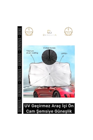 Camgüneşlik Titanyum Gümüş Kaplı Uv Koruyucu Isı Yalıtımlı Katlanır Araç Ön Cam Şemsiye Güneşlik