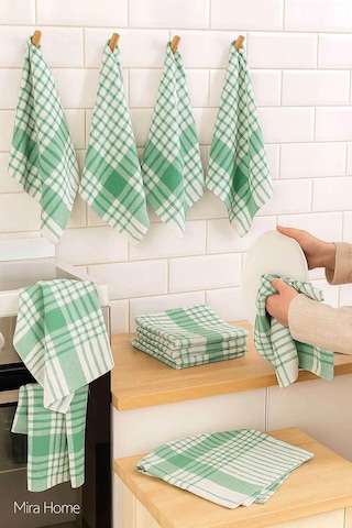 10 Lu Lüks Bulaşık Kurulama Bezi Ve Mutfak Peçetesi 50x70 Cm Daily Yeşil Çok Renkli