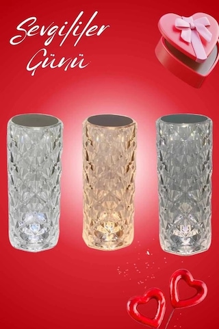 Mey İthalat Sevgililer Günü İçin Hediye Kristal Lamba Sevgiliye Hediye Usb Şarjlı Gece Lambası Çok Renkli