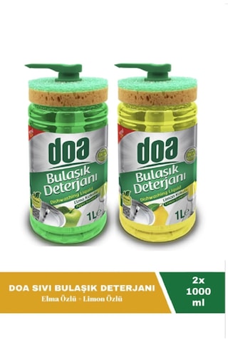 Doa Sıvı Bulaşık Deterjanı Elma Ve Limon Özlü 2 X 1000 Ml
