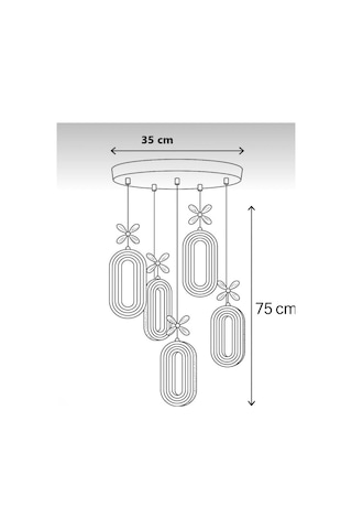 5'li Gold Kaplama Sarkıt Led Salon Avize 3 Renk Ledli Gold