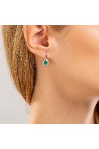 1,62 Karat Pırlantalı Zümrüt Küpe