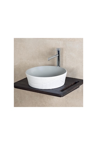 E-w1502mag Tezgah Üstü Lavabo Mat Gri & Beyaz Renkli