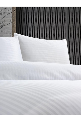 Tek Kişilik Nevresim Takımı Çizgili Yollu Saten Otel Tipi Kutulu