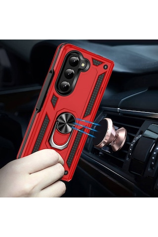 Galaxy Z Fold 5 Kılıf Vega Yüzüklü Standlı Zırh Kılıf