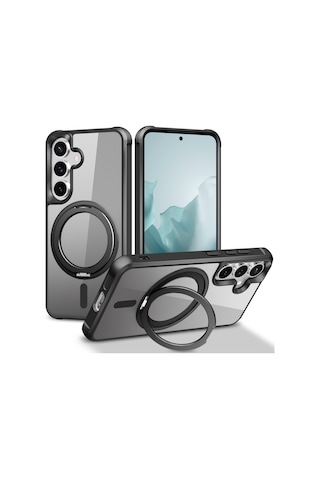 Samsung Galaxy S25 / S24 Kılıfı Magsafe Döndürülebilir Halka Ayaklı Tpu + Pc Telefon Kılıfı İle Uyumlu Siyah