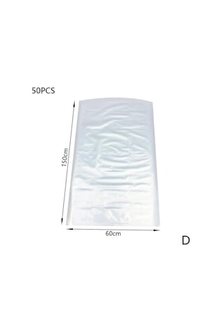 Teltree 50 Adet Plastik Şeffaf Elbise Koruyucu 60x150cm - Dayanıklı Ve Pratik Gardırop Kılıfı Beyaz