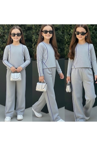 Kız Çocuk Oversize Tarz Takım - 6/15 Yaş - 31544 Gri
