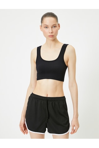 Koton Spor Yarım Atlet Dikişsiz Fitilli Slim Fit Kapsız Siyah 4sak30202nk Siyah