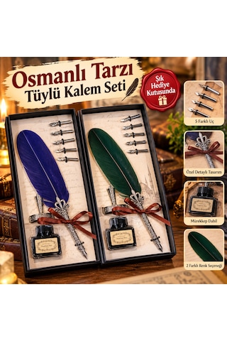 Osmanlı Tarzı Tüylü Kalem Seti Osmanlı Tarzı Tüylü Kalem Seti