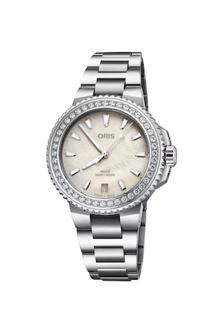 Oris Aquis Date Diamonds 36.5 Mm Otomatik Saat 01 733 7792 4956-0 Krem 15768330