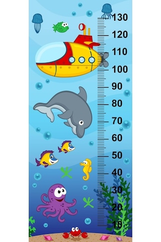 Çocuk Odası Bebek Odası Boy Ölçer Boy Cetveli Sticker Su Altı