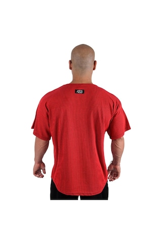 Full Power Gym Oversize Ragtop Spor Tişört Kırmızı Çizgili